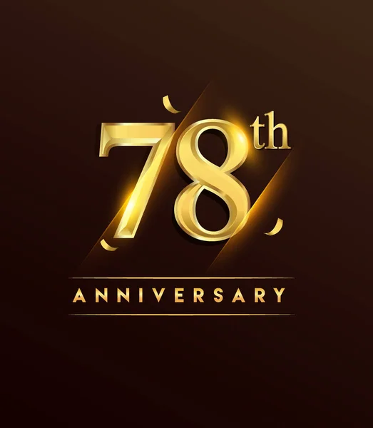 Aniversario Brillante Logotipo Con Confeti Color Dorado Aislado Sobre Fondo — Vector de stock