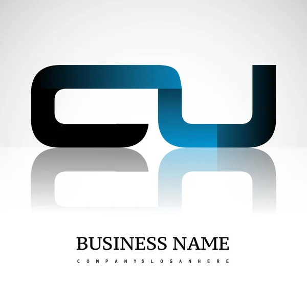 Eerste Letter Hoofdletter Moderne Eenvoudige Logo Gekoppeld Blauw Zwart Gekleurde — Stockvector