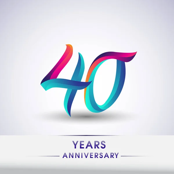 Years Anniversary Celebration Logotype Blue Red Colored 54Th Birthday Logo — Stock Vector