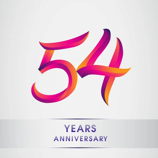 54Th Years Anniversary Celebration Logotype Colorful Design Birthday Logo White — Stock Vector