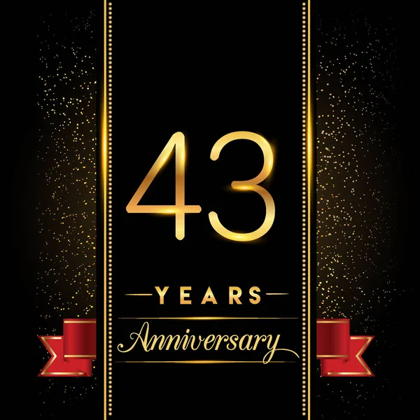 Logotipo Celebración Aniversario Logo Aniversario Con Confeti Color Dorado Aislado — Vector de stock