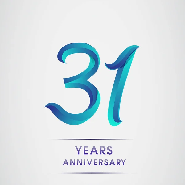 Ans Anniversaire Célébration Logotype Bleu Coloré Isolé Sur Fond Blanc — Image vectorielle