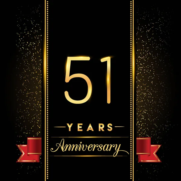 51  anniversary celebration logotype.  anniversary logo with confetti golden colored isolated on black background, vector design for greeting card and invitation card