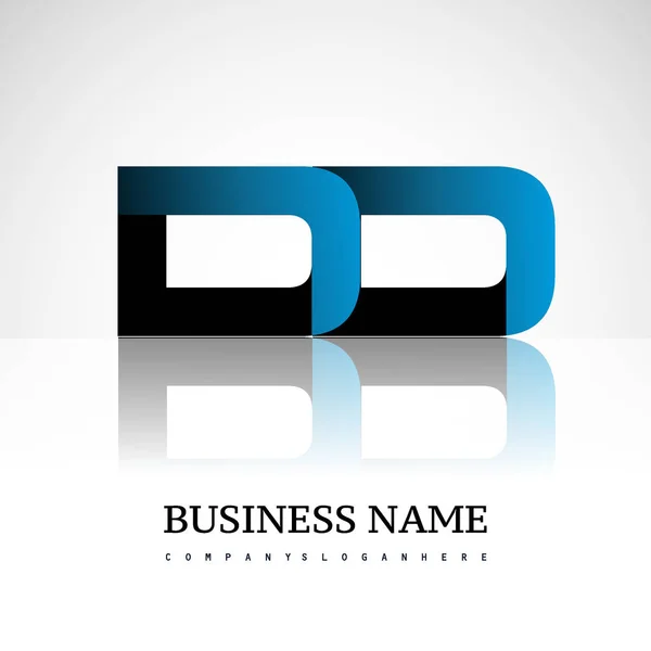 Carta Inicial Maiúscula Logotipo Moderno Simples Vinculado Cor Azul Preto — Vetor de Stock