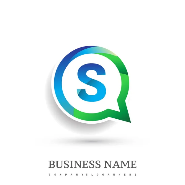 Logo Buchstabe Bunt Auf Kreis Chat Symbol Modernes Logo Design — Stockvektor