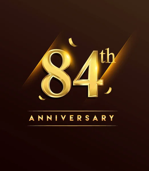 Aniversário Logotipo Brilhante Com Confete Dourado Isolado Fundo Escuro Design —  Vetores de Stock