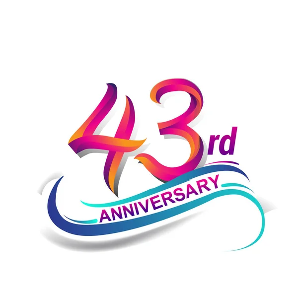 Aniversário Celebração Logotipo Azul Vermelho Colorido Noventa Nove Anos Logotipo — Vetor de Stock