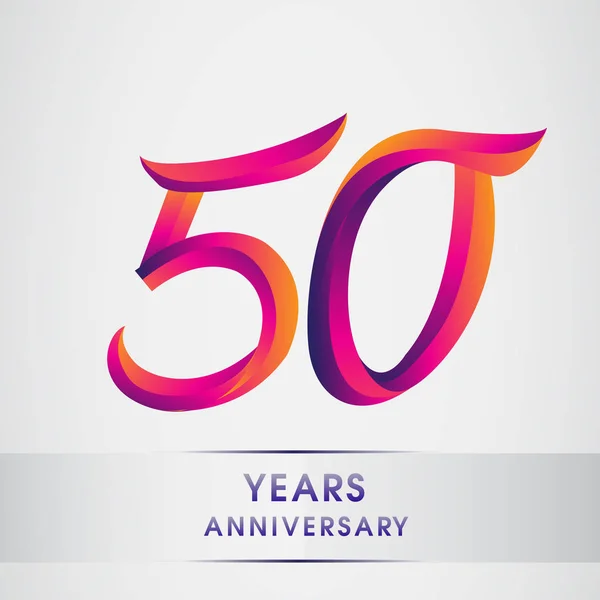 50Esimo Anniversario Celebrazione Logotipo Disegno Colorato Logo Compleanno Sfondo Bianco — Vettoriale Stock
