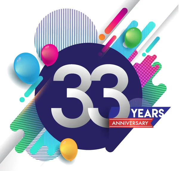 Años Logotipo Del Aniversario Con Fondo Abstracto Colorido Elementos Plantilla — Archivo Imágenes Vectoriales