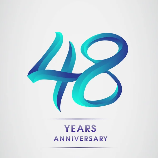 Years Anniversary Celebration Logotype Blue Colored Isolated White Background 98Th — Stock Vector