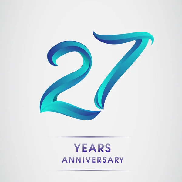 Years Anniversary Celebration Logotype Blue Colored Isolated White Background 98Th — Stock Vector