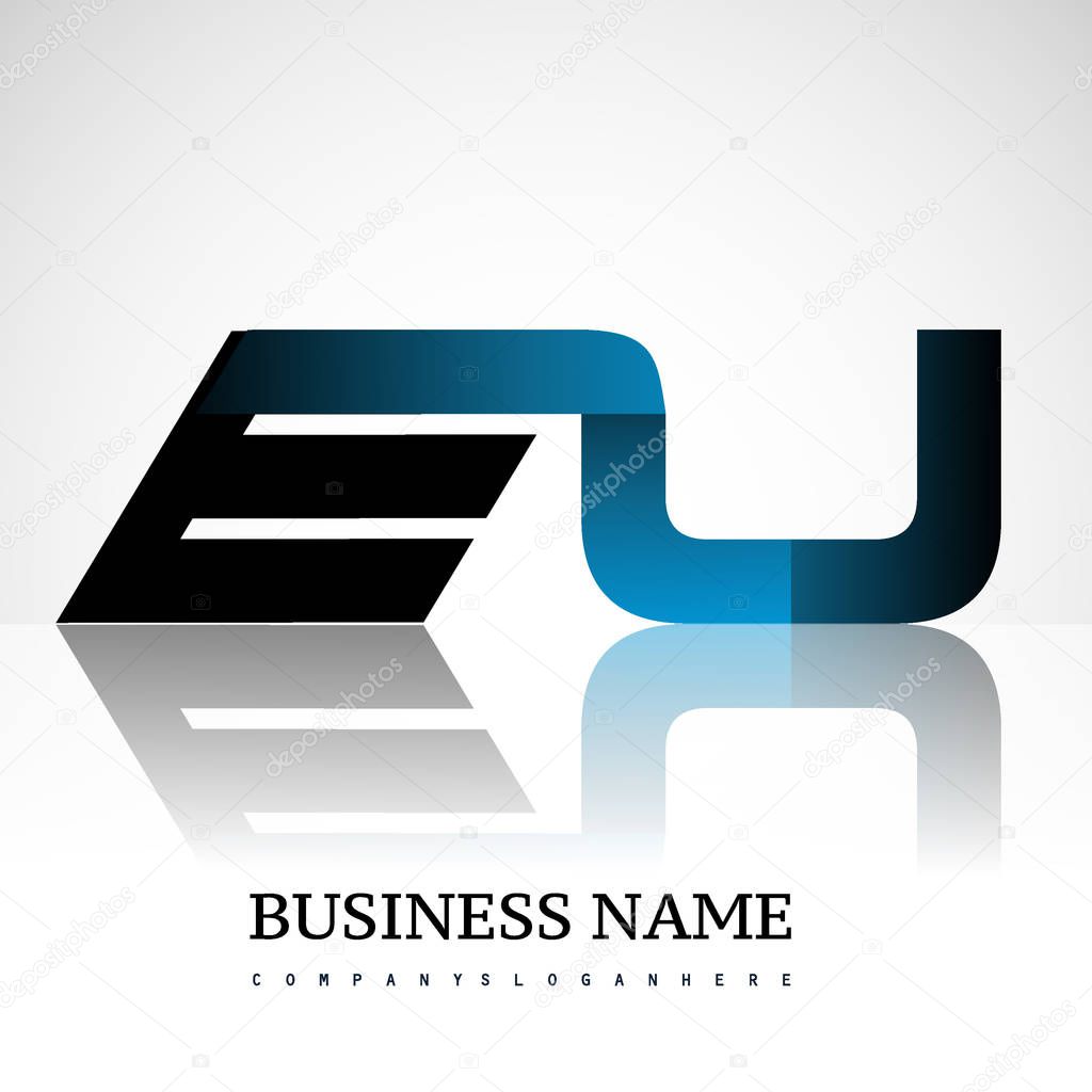 Initial letters eu uppercase modern and simple logo linked green and black colored, isolated in white background. Vector design for company identity