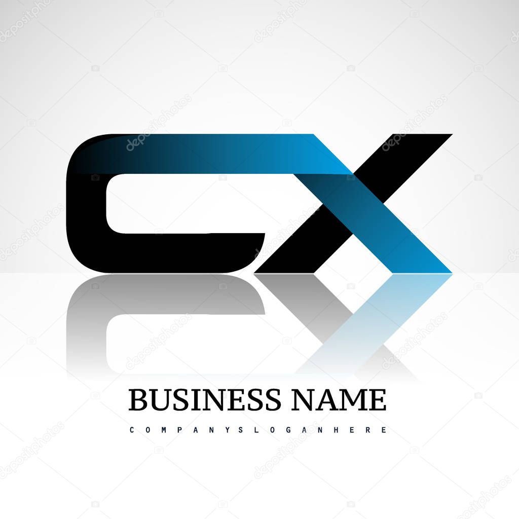Initial letter cx  uppercase modern and simple logo linked blue and black colored, isolated in white background. Vector design for company identity.