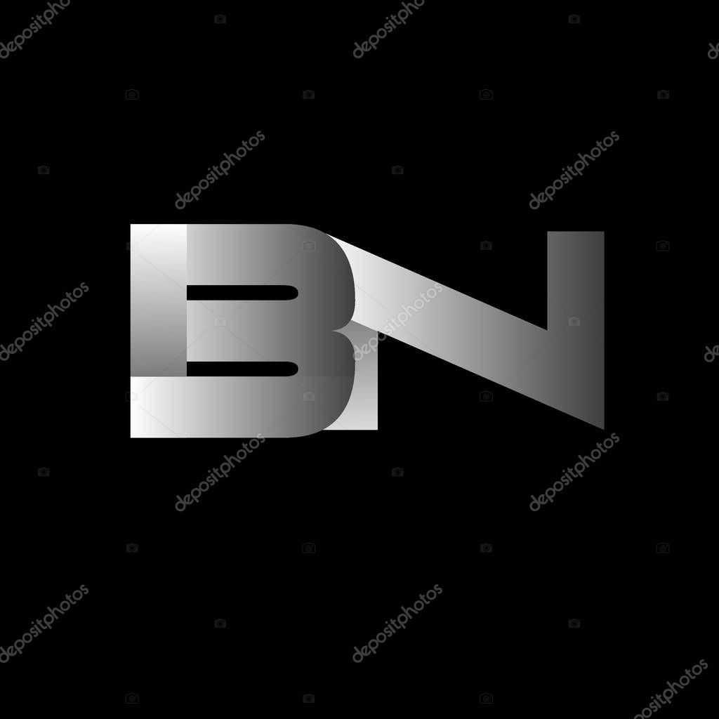 Initial letter bn uppercase modern and simple logo linked white colored, isolated in black background. Vector design template elements for company identity.