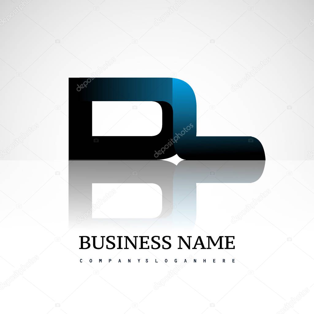 Initial letter dl  uppercase modern and simple logo linked blue and black colored, isolated in white background. Vector design for company identity.