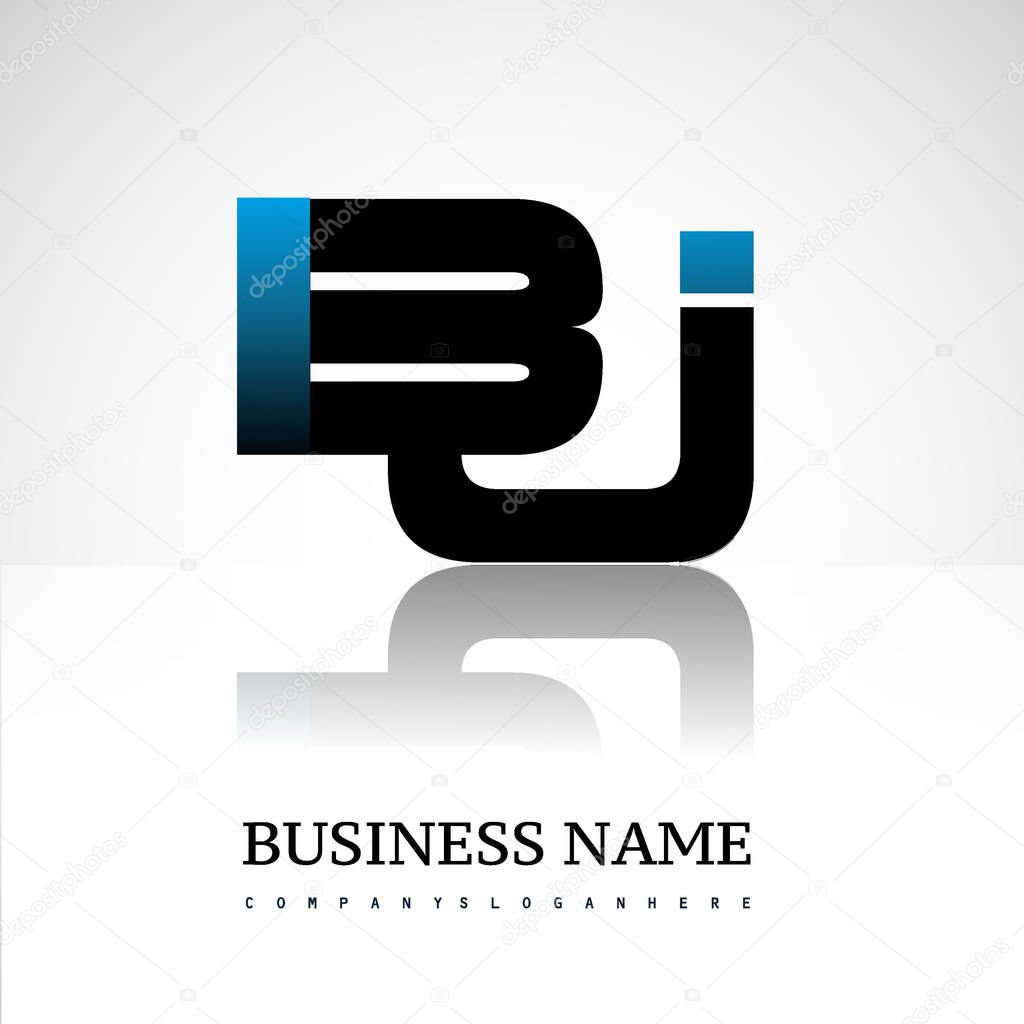 Initial letters  bj uppercase modern and simple logo linked blue and black colored, isolated in white background. Vector design for company identity.