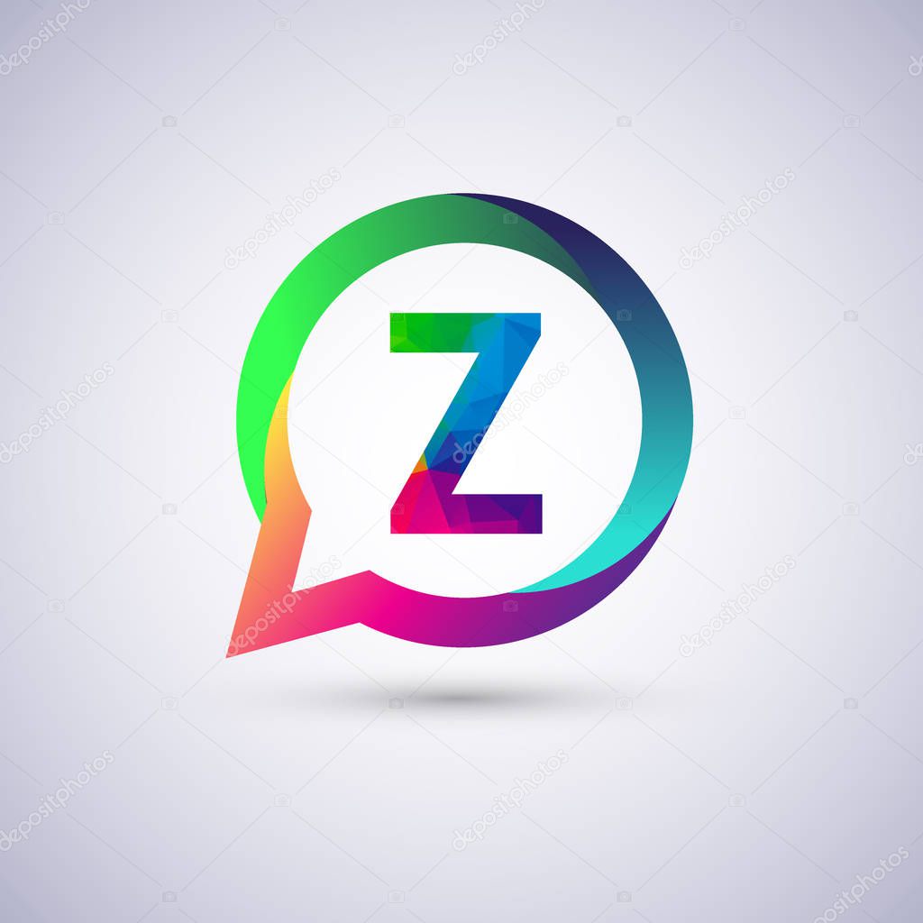 logo z letter colorful on circle chat icon. Vector design for your application or company identity.