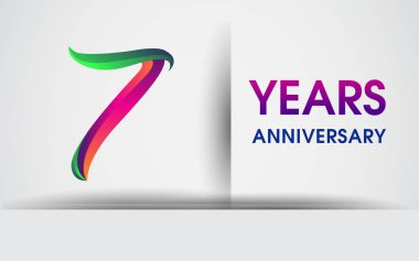 7 yıldönümü kutlama logosu, beyaz arka plan üzerinde izole renkli tasarım logo vektör öğeleri için kutluyor 99 Doğum günü partisi.