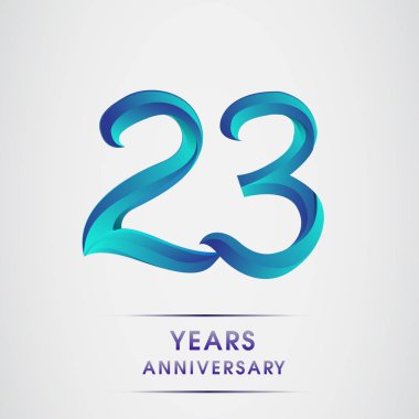 23 yıl yıldönümü kutlama logo mavi renkli izole üzerinde beyaz arka plan. 98 Doğum günü logosu için davetiye, afiş ve tebrik kartı