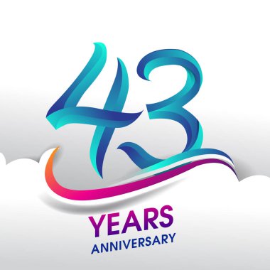 43 yıl yıldönümü kutlama logosu, Doğum günü vektör tasarımı