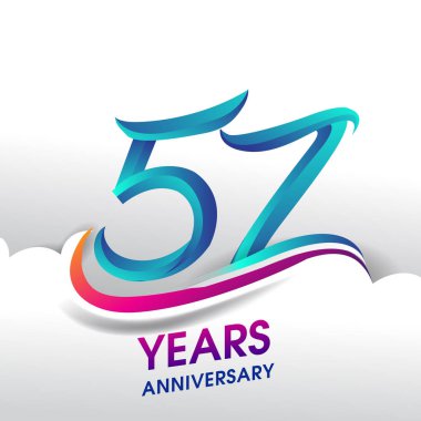 57 yıl yıldönümü kutlama logosu, Doğum günü vektör tasarımı