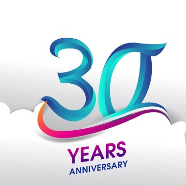  30 yıl yıldönümü kutlama logosu, Doğum günü vektör tasarımı
