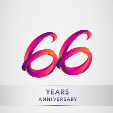 66 yıl yıldönümü kutlama logo renkli tasarım, Doğum günü logosu beyaz arka plan üzerinde