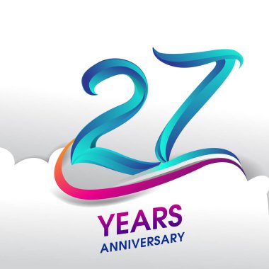 27 yıl yıldönümü kutlama logosu, Doğum günü vektör tasarımı