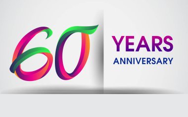 60 yıldönümü kutlama logosu, beyaz arka plan üzerinde izole renkli tasarım logo vektör öğeleri için kutluyor 99 Doğum günü partisi.