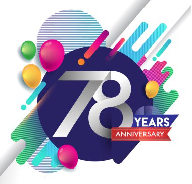 78 yıl yıldönümü logosu ile renkli arka plan, tasarım şablonu öğeleri için davetiye ve afiş, Doğum günü kutlaması vektör.