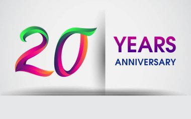 20 yıldönümü kutlama logosu, beyaz arka plan üzerinde izole renkli tasarım logo vektör öğeleri için kutluyor 99 Doğum günü partisi.