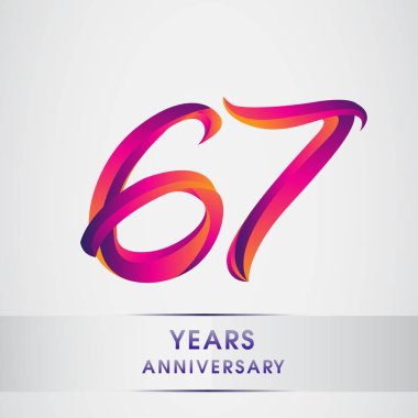 67 yıl yıldönümü kutlama logo renkli tasarım, Doğum günü logosu beyaz arka plan üzerinde