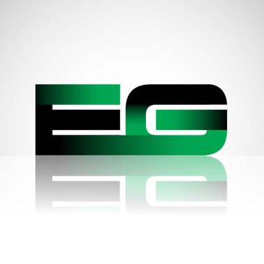 Büyük ilk harfler örneğin modern ve yeşil ve siyah renkli, izole beyaz arka plan basit logo bağlı. Şirket kimliği için vektör tasarımı.