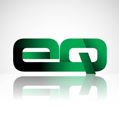 Başlangıç harfi eq büyük modern ve yeşil ve siyah renkli, izole beyaz arka plan basit logo bağlı. Şirket kimliği için vektör tasarımı.