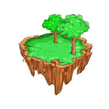 yeşil çim ve izole cliff manzara arka plan afiş