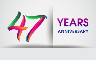 47 yıldönümü kutlama logosu, beyaz arka plan üzerinde izole renkli tasarım logo vektör öğeleri için kutluyor 99 Doğum günü partisi.