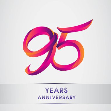 95 yıl yıldönümü kutlama logo renkli tasarım, Doğum günü logosu beyaz arka plan üzerinde
