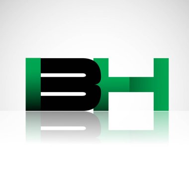 Başlangıç harfi bh büyük modern ve basit logo yeşil ve siyah renkli, izole beyaz zemin bağlı. Şirket kimliği için vektör tasarımı.