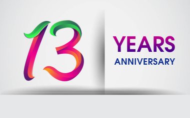13 Yıldönümü kutlama logosu, beyaz arka plan üzerinde izole renkli tasarım logo vektör öğeleri için kutluyor 99 Doğum günü partisi.