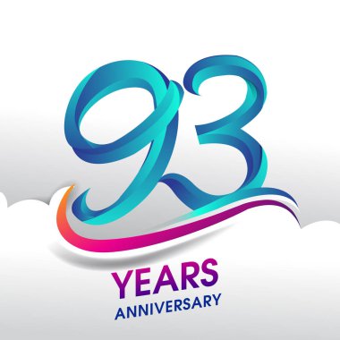93 yıl yıldönümü kutlama logosu, Doğum günü vektör tasarımı