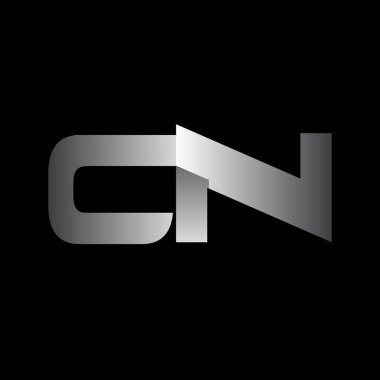 İlk harf cn büyük modern ve beyaz renkli, izole siyah arka plan basit logo bağlı. Vektör tasarım şablonu öğeleri şirket kimliği için.
