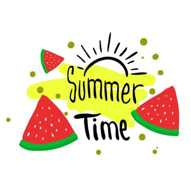 Yaz arka plan, logo, elle çizilmiş ve tasarım öğeleri için yaz tatili, poster ve davet için vektör çizim.