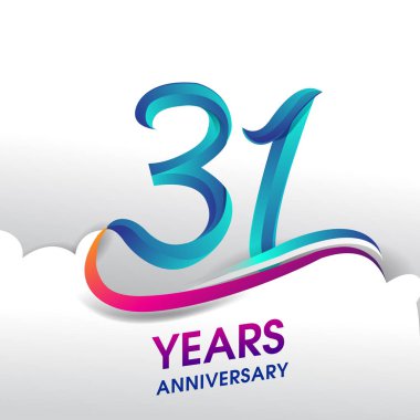 31 yıl yıldönümü kutlama logosu, Doğum günü vektör tasarımı