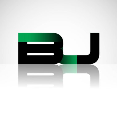 Başlangıç harfi bj büyük modern ve yeşil ve siyah renkli, izole beyaz arka plan basit logo bağlı. Şirket kimliği için vektör tasarımı.