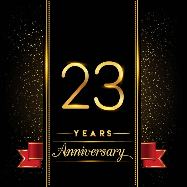 Jaar Verjaardag Viering Logo Verjaardagslogo Met Confetti Gouden Gekleurd Rood — Stockvector