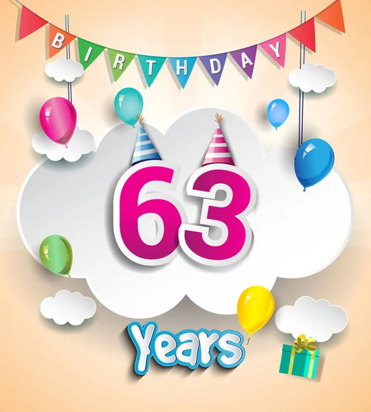 Anos Aniversário Design Para Cartões Felicitações Cartaz Com Nuvem Balões —  Vetores de Stock