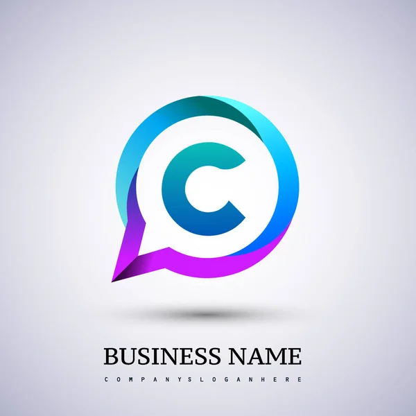 Logo Brief Kleurrijke Cirkel Chat Icoon Vector Design Voor Toepassing — Stockvector