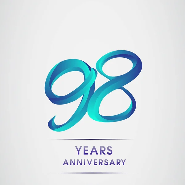 Anniversaire Célébration Logotype Bleu Coloré Isolé Sur Fond Blanc 98E — Image vectorielle