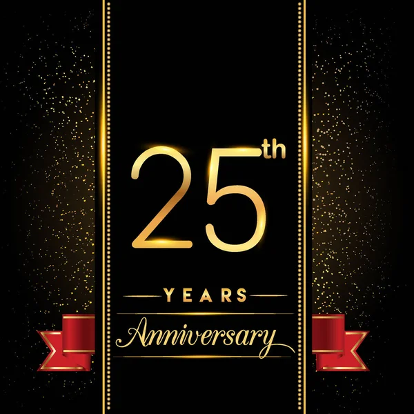 Years Anniversary Celebration Logotype Anniversary Logo Confetti Golden Colored Red — Stock Vector