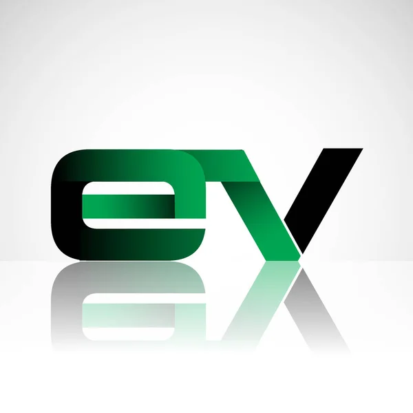 Letras Iniciales Mayúsculas Moderno Simple Logotipo Vinculado Color Verde Negro — Vector de stock